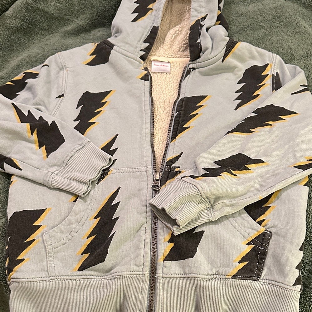 Hanna Andersson Blue and Black Lightning Sherpa lined Jacket